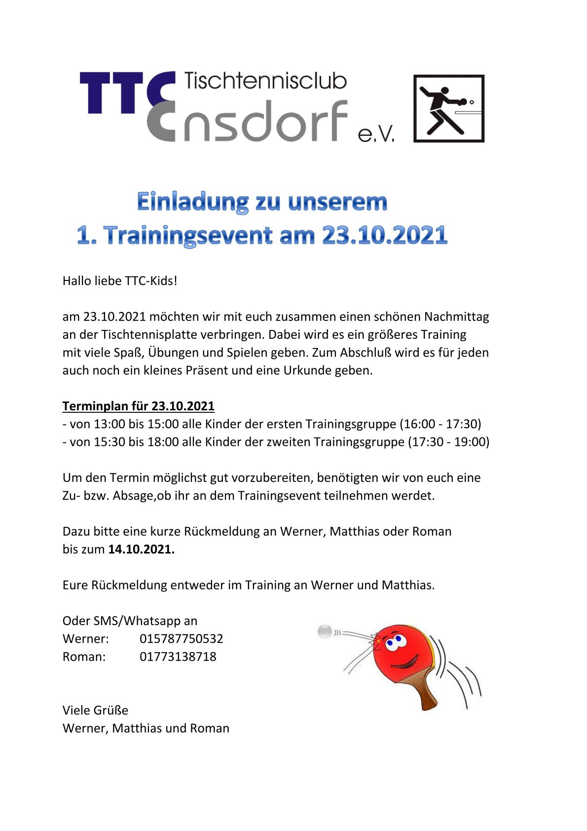 You are currently viewing 1. Trainingsevent am 23.10.2021